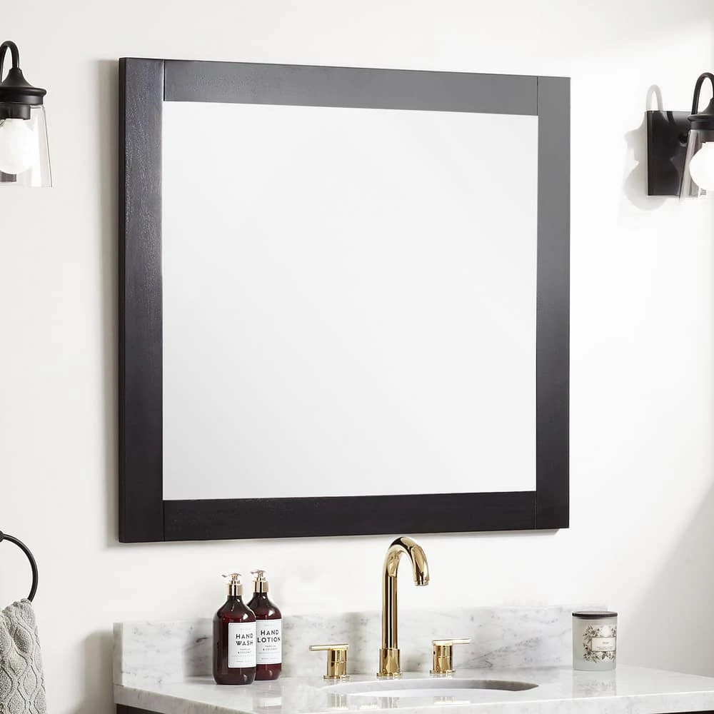 Signature Hardware Fallbrook 34 in. Rectangular Vanity Mirror in Black 1 Signature Hardware Fallbrook 34 in. Rectangular Vanity Mirror in Black