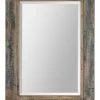 Uttermost Company Bozeman 38 x 28 in. Rectangle Mirror in Distressed Slate Blue, Aged Wood and Rusty Ivory (Less Frame)