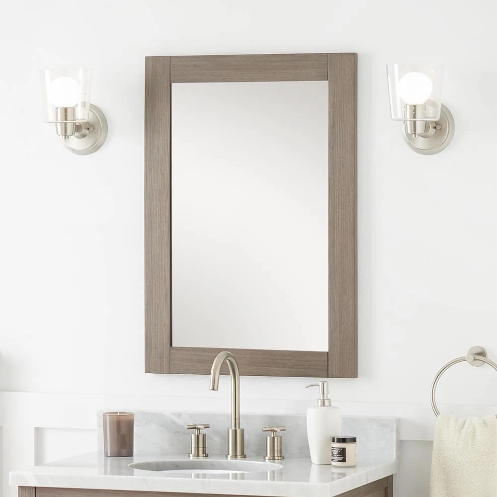 Signature Hardware Fallbrook 22-1/8 in. Rectangular Vanity Mirror in Ash Brown 1 Signature Hardware Fallbrook 22-1/8 in. Rectangular Vanity Mirror in Ash Brown