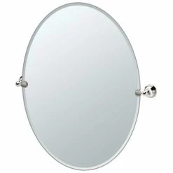 Gatco Laurel Avenue 28-1/2 in. Large Framed Oval Mirror in Polished Nickel