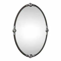 Uttermost Company Carrick 32 x 22 in. Frame Oval Mirror in Rust Black and Burnished Silver