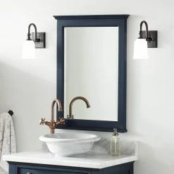 Signature Hardware Keller 24 x 33-1/8 x 2-1/8 in. Rectangular Vanity Mirror in Vintage Navy Blue