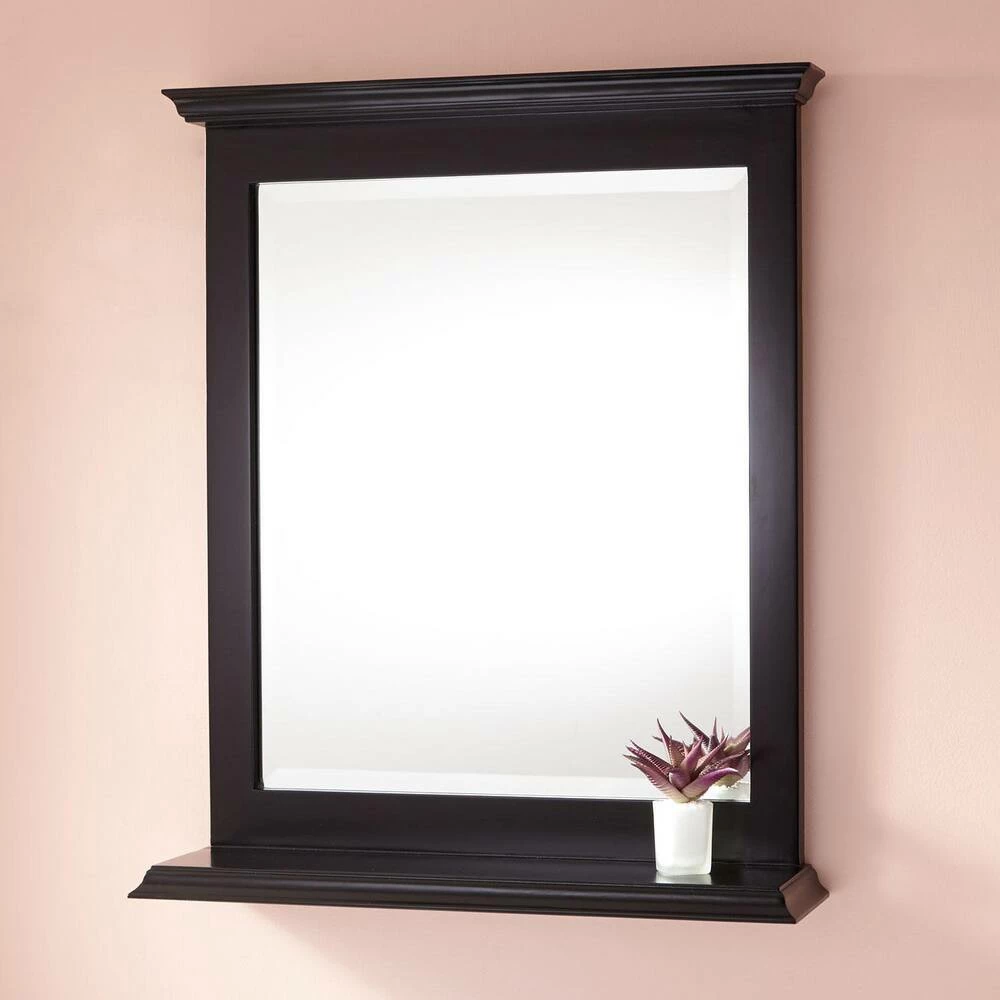 Signature Hardware Caitlyn 23-5/8 in. Wood Vanity Mirror in Black 1 Signature Hardware Caitlyn 23-5/8 in. Wood Vanity Mirror in Black