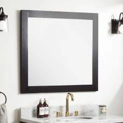 Signature Hardware Fallbrook 34 in. Rectangular Vanity Mirror in Black (Set of 2)