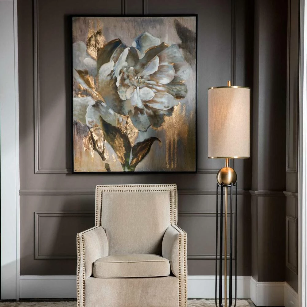 Uttermost Company Dazzling 51-19/50 x 41-19/50 in. Floral Wall Art in Satin Black 2 Uttermost Company Dazzling 51-19/50 x 41-19/50 in. Floral Wall Art in Satin Black - Image 2