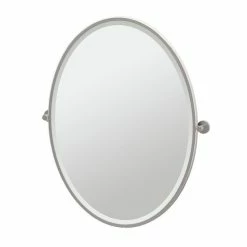 Gatco Channel 33 x 25 in. Zinc Wall Mount Oval Framed Mirror in Satin Nickel