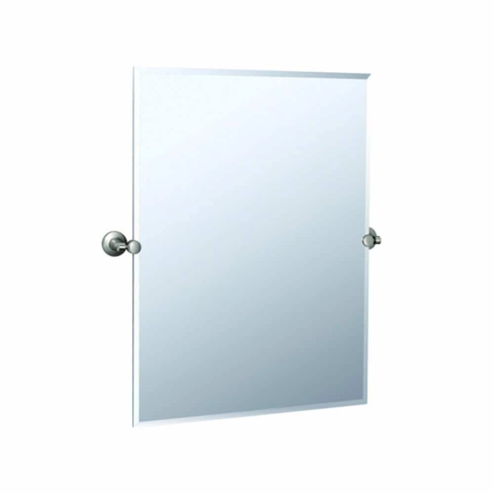 Gatco Max 23-1/2 x 31-1/2 in. Brass Wall Mount Rectangular Frameless Mirror in Satin Nickel 1 Gatco Max 23-1/2 x 31-1/2 in. Brass Wall Mount Rectangular Frameless Mirror in Satin Nickel