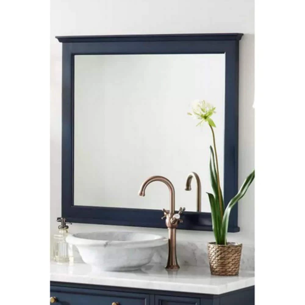 Signature Hardware Keller 36 in. Mahogany Vanity Mirror in Vintage Navy Blue 1 Signature Hardware Keller 36 in. Mahogany Vanity Mirror in Vintage Navy Blue