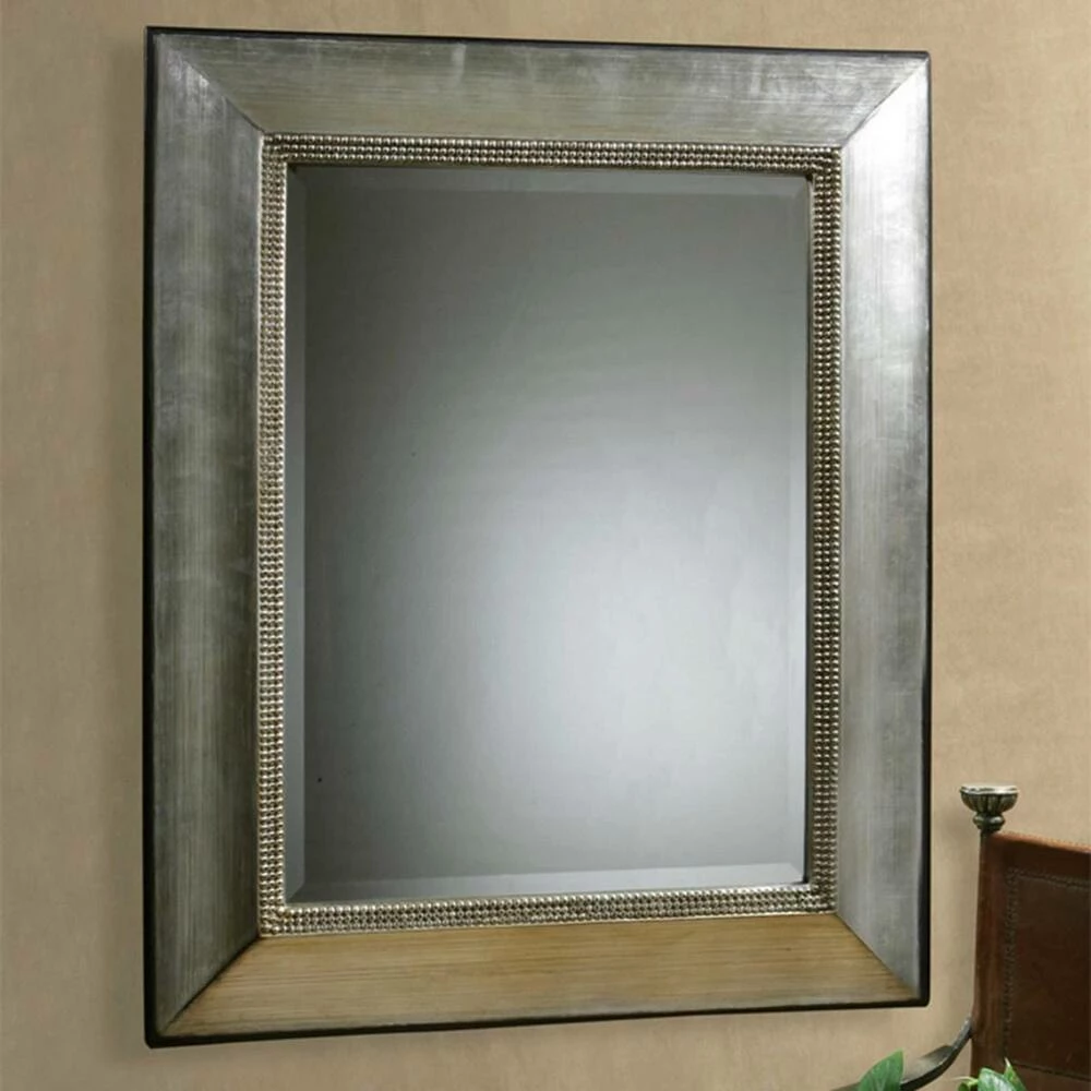 Uttermost Company Fresno 50 x 40 in. Rectangle Mirror in Antique Silver Leaf and Black (Less Frame) 2 Uttermost Company Fresno 50 x 40 in. Rectangle Mirror in Antique Silver Leaf and Black (Less Frame) - Image 2