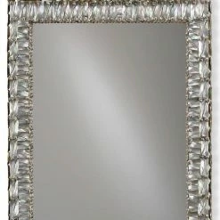 Currey and Company Abalone 21 x 34 in. Wood and Shell Wall Mount Rectangular Mirror in Natural and Mirror