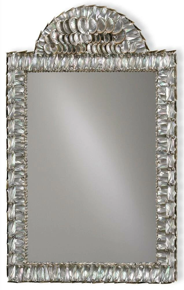 Currey and Company Abalone 21 x 34 in. Wood and Shell Wall Mount Rectangular Mirror in Natural and Mirror 1 Currey and Company Abalone 21 x 34 in. Wood and Shell Wall Mount Rectangular Mirror in Natural and Mirror