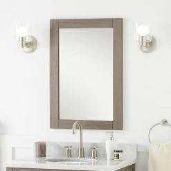 Signature Hardware Fallbrook 22-1/8 in. Rectangular Vanity Mirror in Ash Brown