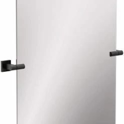 Moen Triva 27-7/16 x 36 in. Flat Edge Rectangular Frameless Mirror in Matte Black