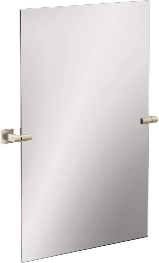 Moen Triva 27-7/16 x 36 in. Mirror with Decorative Hardware in Brushed Nickel 1 Moen Triva 27-7/16 x 36 in. Mirror with Decorative Hardware in Brushed Nickel