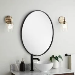 Signature Hardware Amyr 24 in. Oval Vanity Mirror in Gloss Black