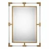 Uttermost Company Balkan 28 x 38 in. Antiqued Forged Iron Mirror with Clear Acrylic Bars in Metallic Gold