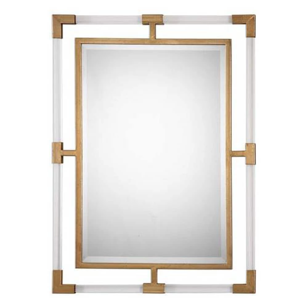 Uttermost Company Balkan 28 x 38 in. Antiqued Forged Iron Mirror with Clear Acrylic Bars in Metallic Gold 1 Uttermost Company Balkan 28 x 38 in. Antiqued Forged Iron Mirror with Clear Acrylic Bars in Metallic Gold