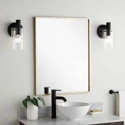 Signature Hardware Dampier 24 in. Rectangle Vanity Mirror in Gold Leaf
