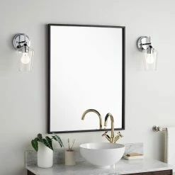 Signature Hardware Dampier 24 in. Rectangle Vanity Mirror in Black Powder Coat