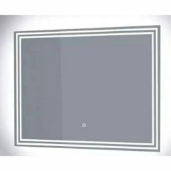 Signature Hardware Harrington 32 in. Rectangular Lighted Mirror with Tunable LED in Silver
