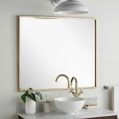 Signature Hardware Carpini 31 in. Square Vanity Mirror in Gold Leaf
