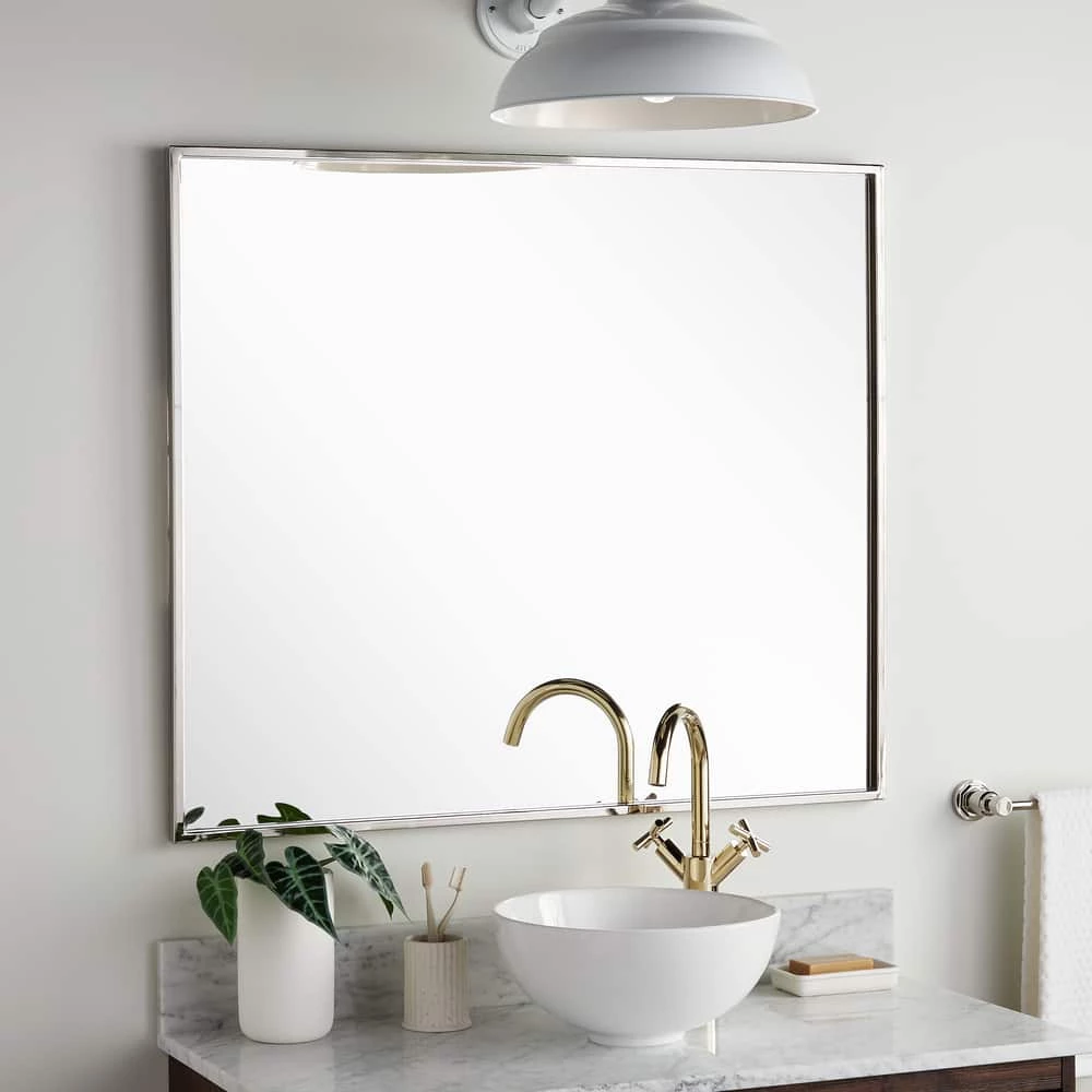 Signature Hardware Carpini 31 in. Square Vanity Mirror in Nickel 1 Signature Hardware Carpini 31 in. Square Vanity Mirror in Nickel