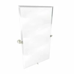 London Terrace 36 x 20 in. Solid Brass Frameless Large Mirror in Satin Nickel