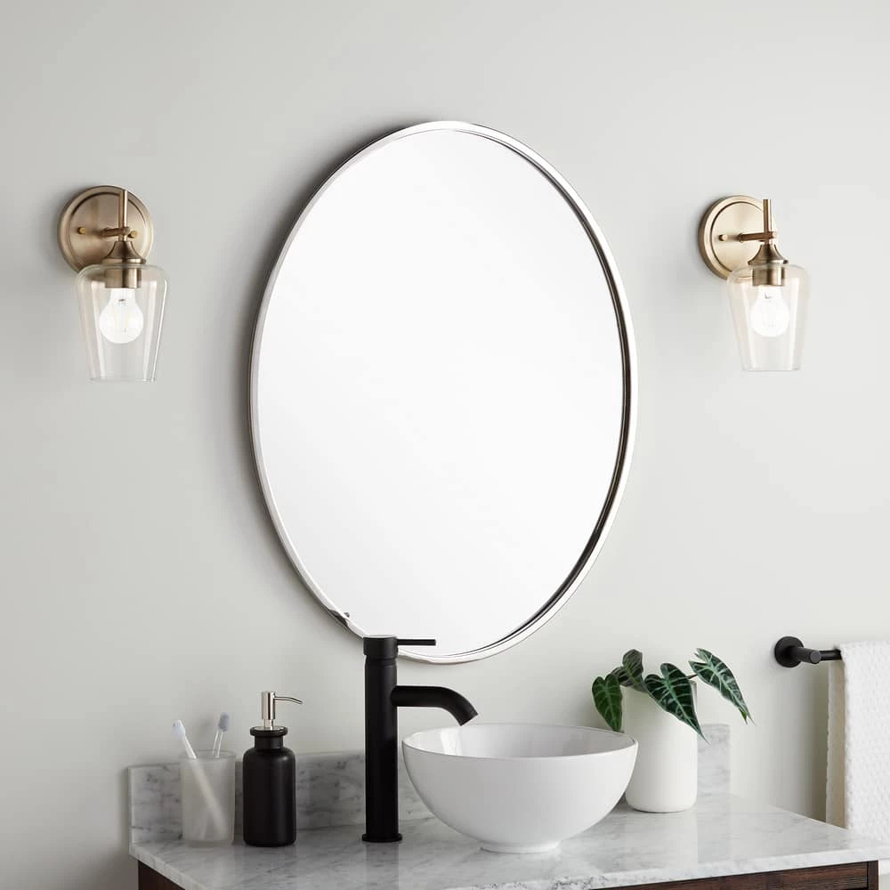 Signature Hardware Amyr 24 in. Oval Vanity Mirror in Nickel 1 Signature Hardware Amyr 24 in. Oval Vanity Mirror in Nickel