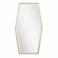 Signature Hardware Tenaya 20-3/8 x 36 x 3/4 in. Hexagonal Decorative Vanity Mirror in Gold Leaf -Lotus & Windoware, Inc. Shop Query 640