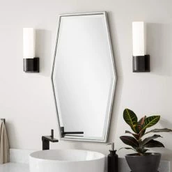 Signature Hardware Tenaya 20-3/8 x 36 x 3/4 in. Hexagonal Decorative Vanity Mirror in Silver Leaf