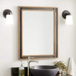 Signature Hardware Celebration 24 in. Wood Vanity Mirror in Rustic Acacia