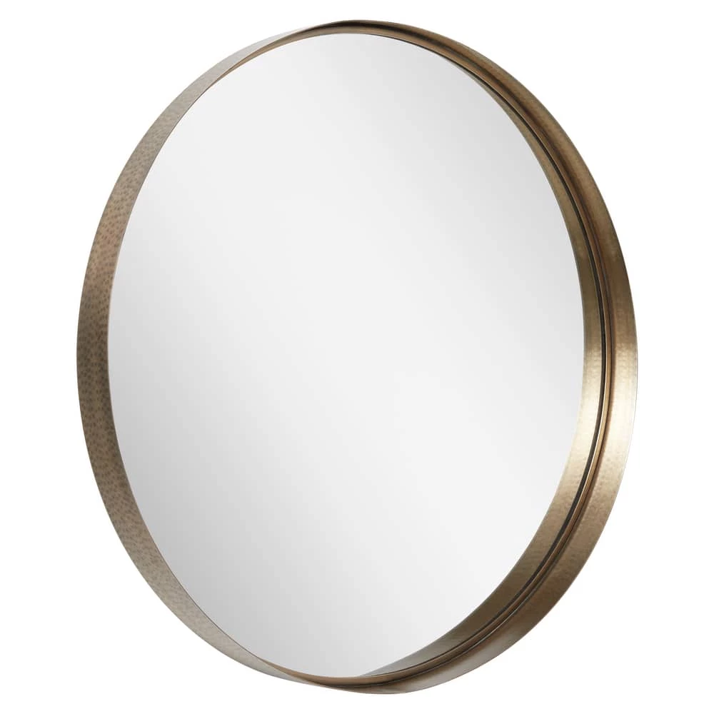 Signature Hardware Palora 30-1/8 in. Round Mirror in Antique Brass 1 Signature Hardware Palora 30-1/8 in. Round Mirror in Antique Brass