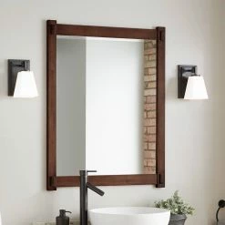 Signature Hardware Morris 30 in. Wood Vanity Mirror in Brown