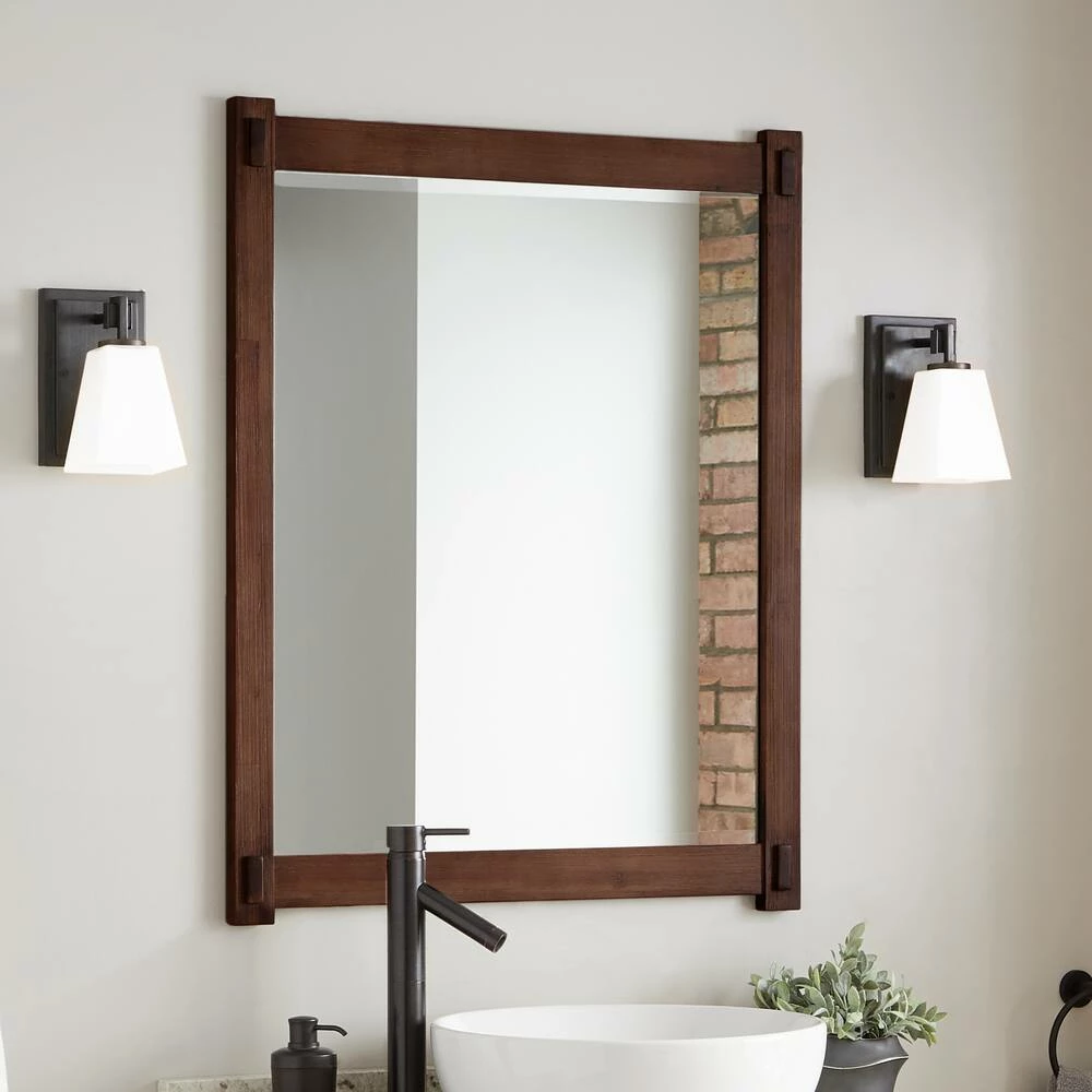Signature Hardware Morris 30 in. Wood Vanity Mirror in Brown 1 Signature Hardware Morris 30 in. Wood Vanity Mirror in Brown