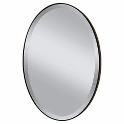 Feiss Johnson 36-1/2 x 24-1/2 in. Frameless Oval Mirror in Oil Rubbed Bronze