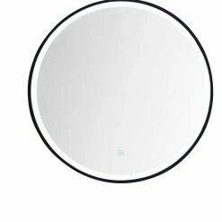 James Martin Vanities 24 in. Round LED Mirror in Matte Black