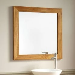 Signature Hardware Wulan 27-5/8 in. Rectangular Mirror in Natural Wood