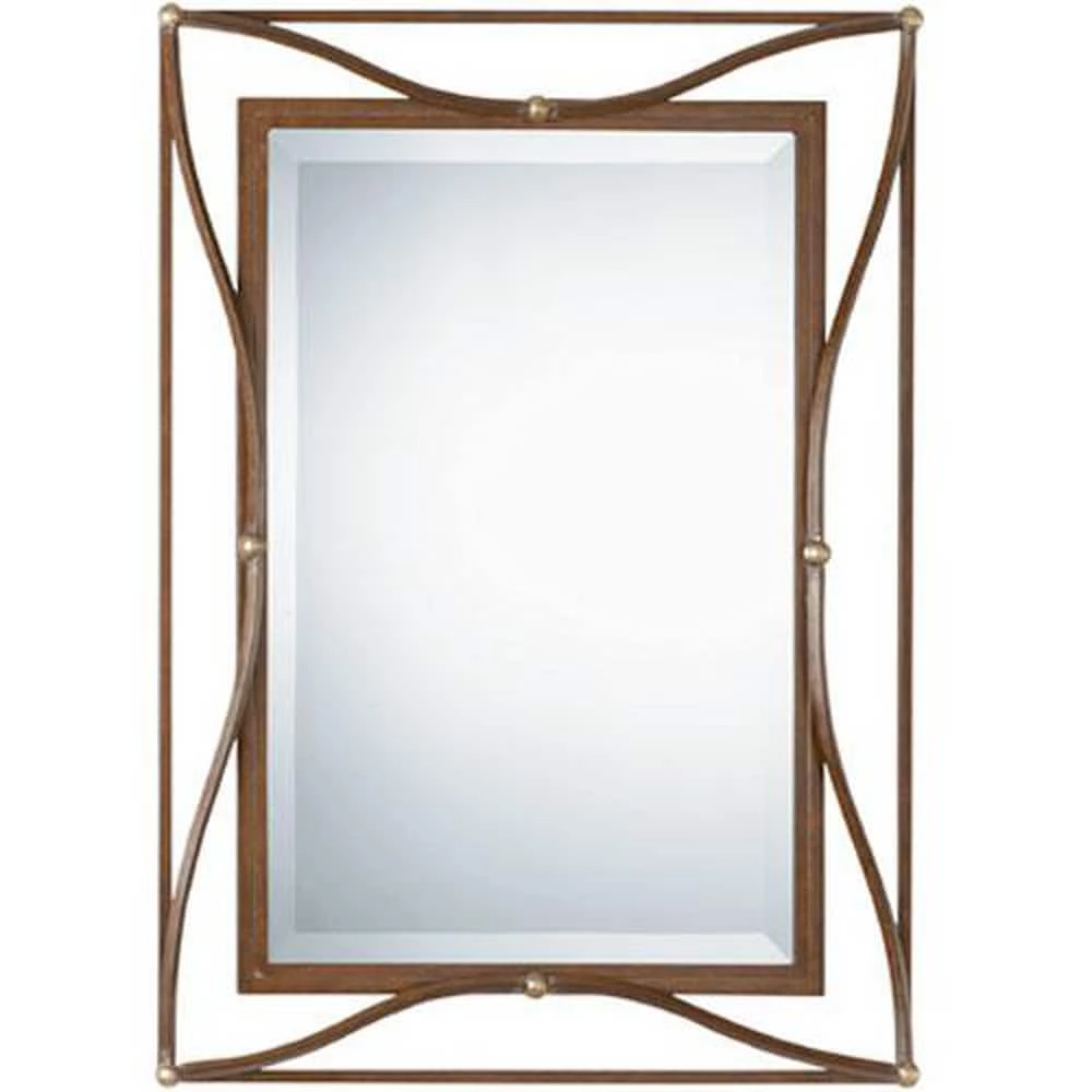 Uttermost Company Thierry 38 in. Beveled Mirror in Scratched Bronze and Champagne Silver Leaf 1 Uttermost Company Thierry 38 in. Beveled Mirror in Scratched Bronze and Champagne Silver Leaf