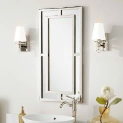 Signature Hardware Austi 18 x 36 x 1 in. Rectangular Decorative Vanity Mirror in Nickel 10 Signature Hardware Austi 18 x 36 x 1 in. Rectangular Decorative Vanity Mirror in Nickel -Lotus & Windoware, Inc. Shop Query 834
