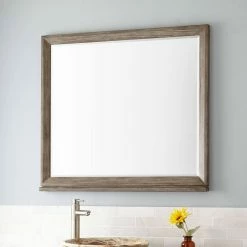 Signature Hardware Davyn 36 in. Mahogany Vanity Mirror in Grey Wash
