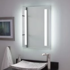 Signature Hardware Curie 20 in. Rectangular Lighted Mirror with Tunable LED in Silver