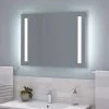 Signature Hardware Curie 32 in. Rectangular Lighted Mirror with Tunable LED in Silver