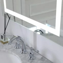 Elegant Lighting Nova 30 x 24 in. Frameless Rectangle Mirror with LED in Glossy White -Lotus & Windoware, Inc. Shop Query 860