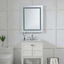 Elegant Lighting Nova 30 x 24 in. Frameless Rectangle Mirror with LED in Glossy White -Lotus & Windoware, Inc. Shop Query 861