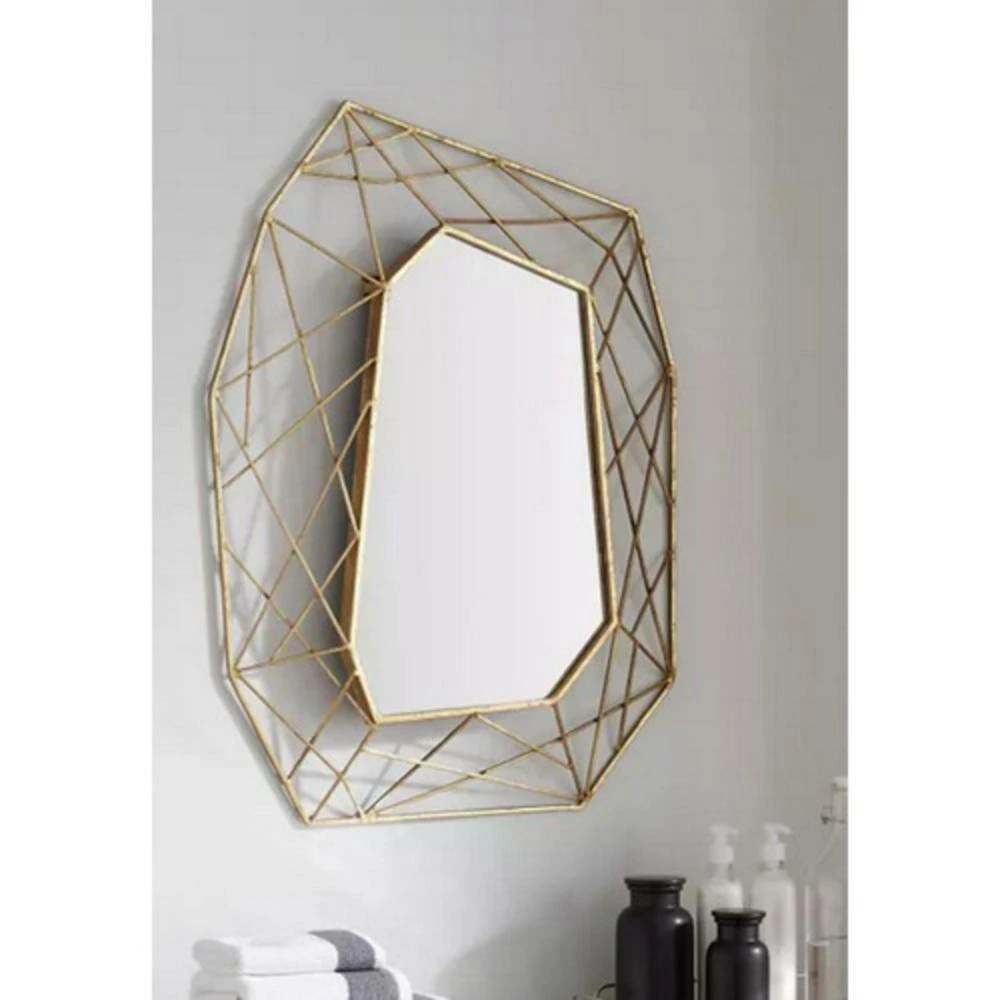 Signature Hardware Alomar 24-1/2 in. Iron Vanity Mirror in Gold Leaf 1 Signature Hardware Alomar 24-1/2 in. Iron Vanity Mirror in Gold Leaf