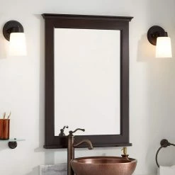 Signature Hardware Keller 24 in. Mahogany Vanity Mirror in Dark Espresso