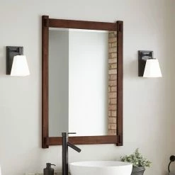 Signature Hardware Morris 24 in. Rectangular Vanity Mirror in Rustic Brown