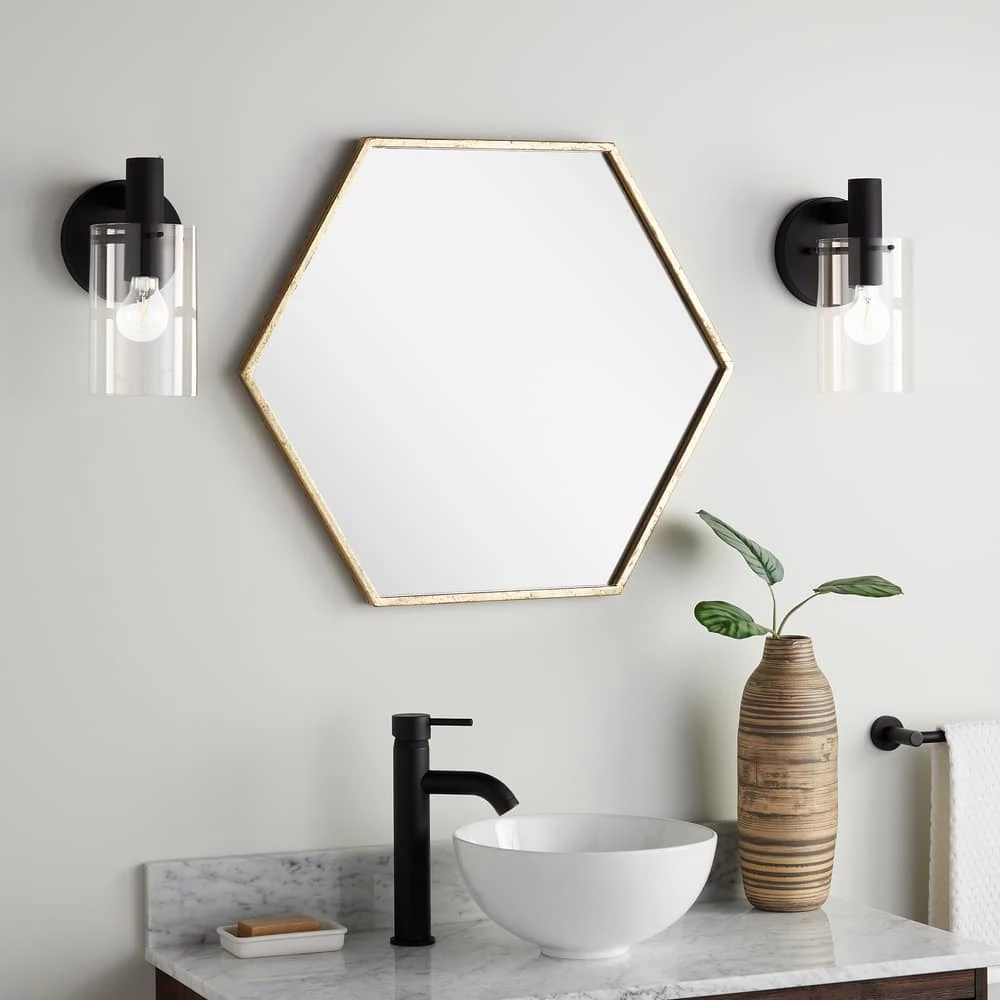 Signature Hardware Sauma 24 in. Hexagonal Vanity Mirror in Gold Leaf 1 Signature Hardware Sauma 24 in. Hexagonal Vanity Mirror in Gold Leaf
