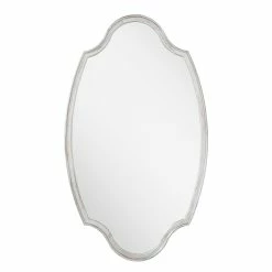 Signature Hardware Barewood 22 x 37-3/4 x 1-1/4 in. Oval Decorative Vanity Mirror in Antique Silver -Lotus & Windoware, Inc. Shop Query 989