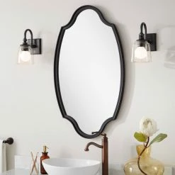 Signature Hardware Barewood 22 x 37-3/4 x 1-1/4 in. Oval Decorative Vanity Mirror in Black Powder Coat 9 Signature Hardware Barewood 22 x 37-3/4 x 1-1/4 in. Oval Decorative Vanity Mirror in Black Powder Coat -Lotus & Windoware, Inc. Shop Query 999